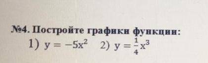 Постройте графики функций 1)y=-5x² 2)y=1\4x³