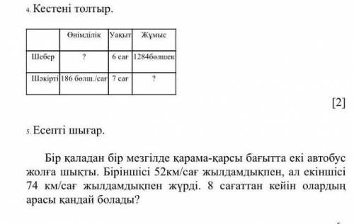 Кестені толтыр Есепті шығар ​