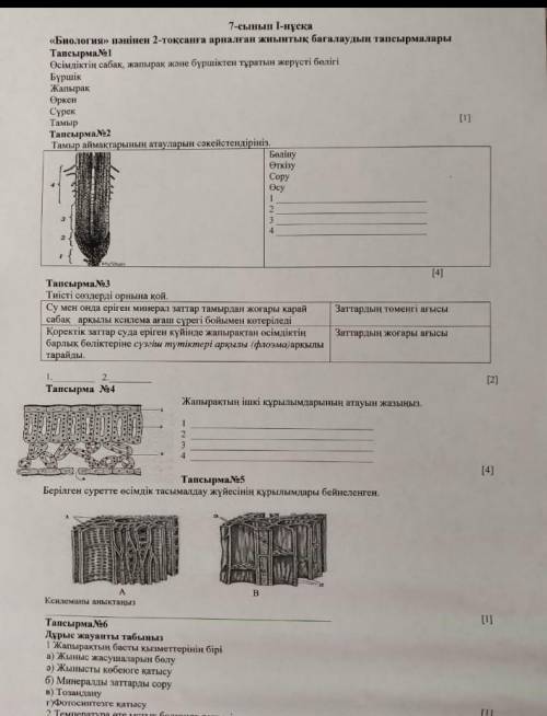 7 класс биология Тжб 2 тоқсан. ​