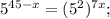 5^{45-x}=(5^{2})^{7x};