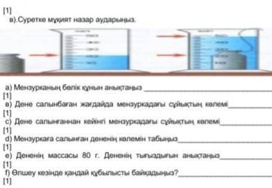 Мензуркаға салынған дененің көлемін табыңыз.​