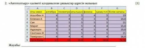 2. «Автотолтыру» қызметі қолданылған ұяшықтар адресін жазыңыз​