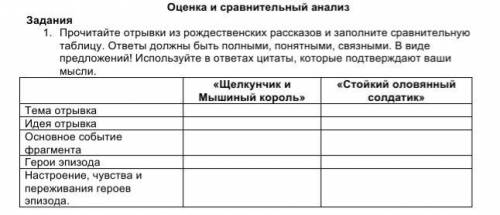 1. Прочитайте отрывки из рождественских рассказов и заполните сравнительную таблицу. ответы должны б