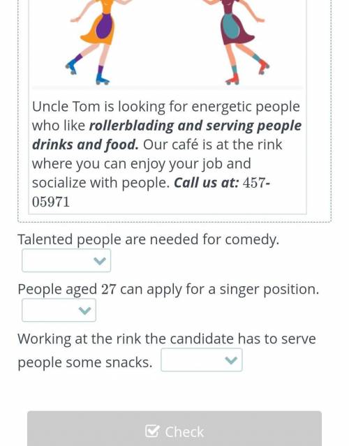 Read the job advertisements and decide if the statements are Right (R) or Wrong (W). ​