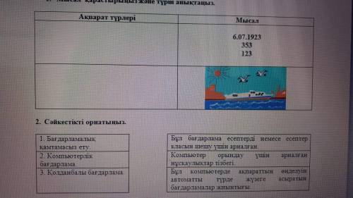 Сайкестикти орнатыныз Багдарламалык камтамасыз ету 2)компьютерлик багдарлама 3)колданбалы багдарла