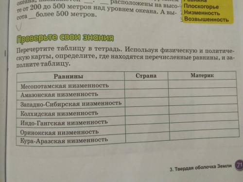 Перечертите таблицу в тетрадь.Используя физическую и политическую карты, определите, где находятся п