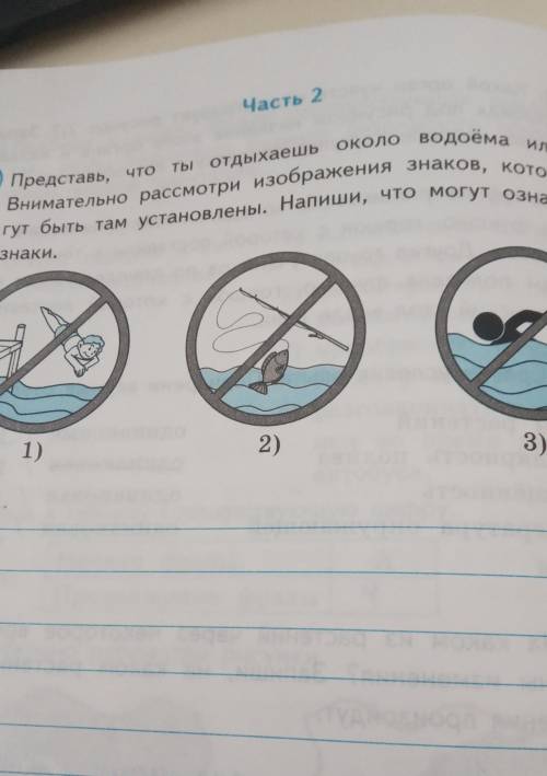 Представь что ты отдыхаешь около водоема или реки внимательно Рассмотри изображения знаков которые м