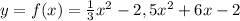 y=f(x)=\frac{1}{3}x^{2}-2,5x^{2}+6x-2