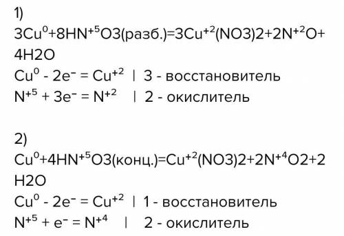 расставить коэффициенты, найти окислитель и восстановитель в уравнениях реакций:Cu +HNO3 (Pазб)—Cu (