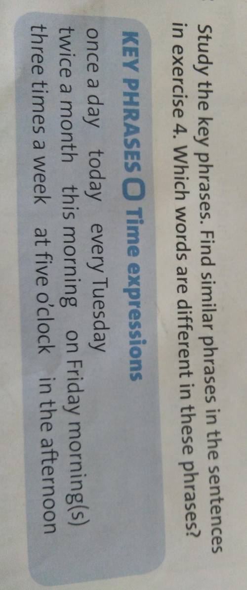 Study the key phrases. Find similar phrases in the sentences in exercise 4. Which words are differen