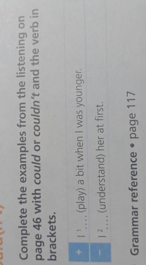 complete the examples from the listening on page 46 with could or couldn't and the verb in brackets.