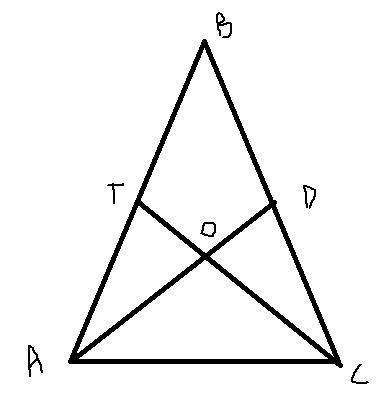 Медианы AD и CT изображены в треугольниках ABC. Известно, что AD = CT. Докажите, что