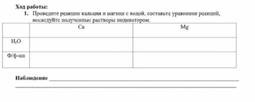 проведите реакции кальция и магния с водой составьте уравнение реакций ,исследуйте полученные раство