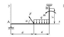 Прикладная механика F=14 кНМ=15 кН*мq=4 кН*ма=3 мв=4 мс=1 м Определить реакций опор А и В. _____​