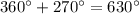 360^\circ +270^\circ =630^\circ