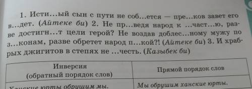 Спишите, вставьте пропущенные буквы и найдите инверсии