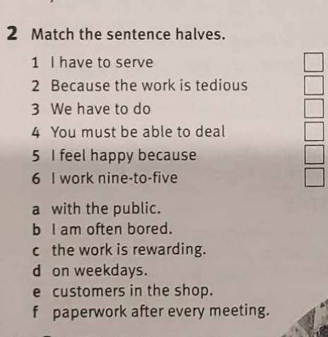 B match the sentence halves