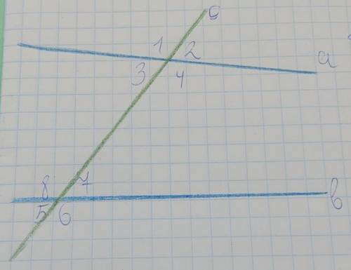 Дано: Накрест лежащие углы:Угол 3 и угол 7Угол 4 и угол 8Односторонние углы:Угол 3 и угол 8Угол 4 и