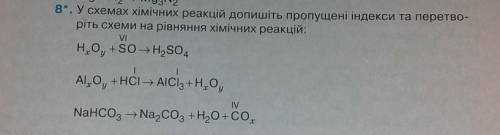 У схемах хімічних реакцій допишіть пропущені індекси та ріть схеми на рівняння хімічних реакцій.​