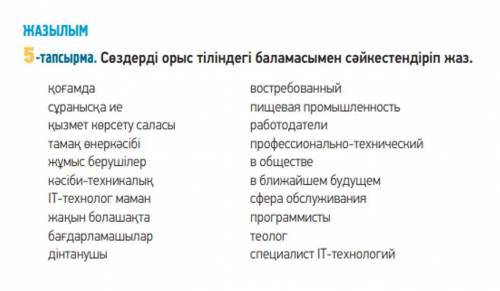 К данным словам слева найдите переводы на русском языке справа и запишите их полностью