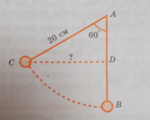 маятник в виде груза,подвешенного на нитке,отклонили от положения равновесия на угол 60°.Длина АВ ма
