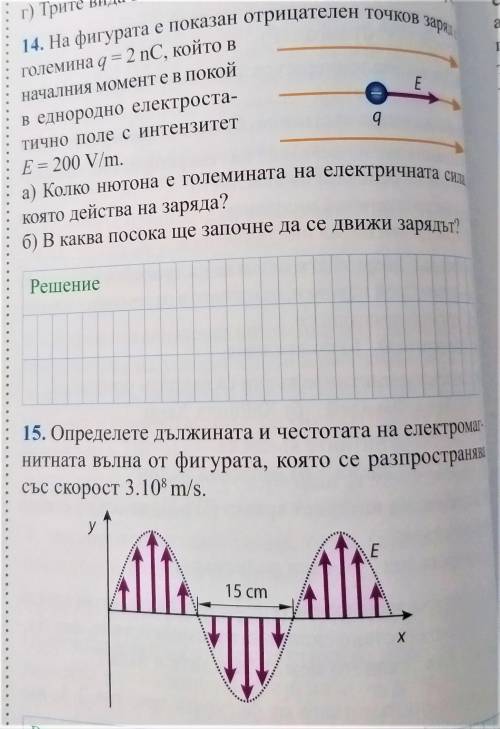 Задание 15! Определете дължината и честотата на електромагнитната вълна от фигурата, която се разпро