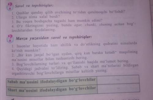 1. Insonlar hayotida ham ahillik va do'stlikning qudratini nimalarda ko'rish mumkin?2. Bir kun janja