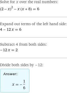 Решите уровнение: (2-x)^2-x (x+8) = 6​