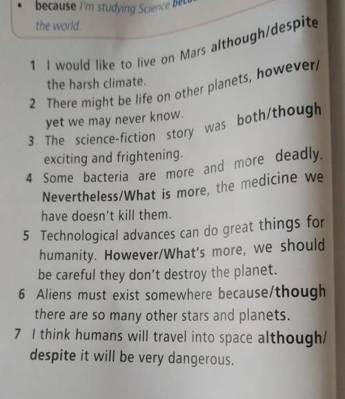Read the theory then choose the correct item.Conjunctions show the logical relationship between sent