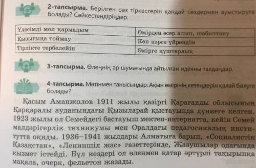 Сіздерге тапсырма 2-тапсырма сəйкестендіріп дəптерге жазамыз. 4-тапсырма ақын өмірінің кезеңдері ту