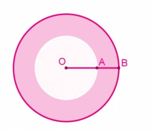 Даны два круга с общим центром O. Площадь меньшего круга равна 48 см². Отрезок AB = 4 см.Значение чи