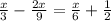 \frac{x}{3} - \frac{2x}{9} = \frac{x}{6} + \frac{1}{2}