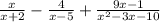 \frac{x}{x + 2} - \frac{4}{x - 5} + \frac{9x - 1}{x^{2 }{- 3x} - 10}