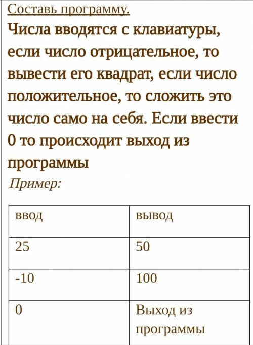 Составьте программу(на картинке говорится как)