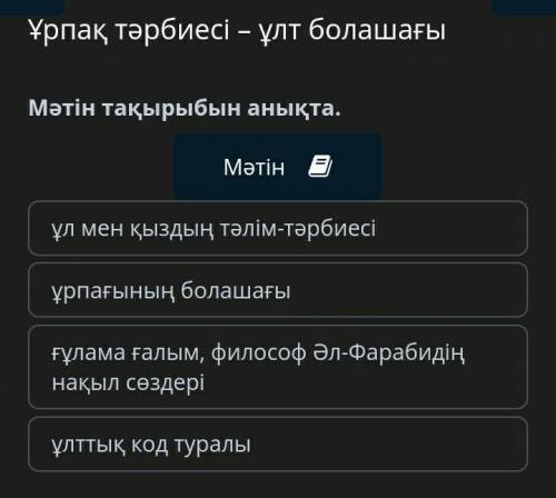 Ұрпақ тәрбиесі – ұлт болашағы 1 - Мәтін тақырыбын анықта.ұл мен қыздың тәлім-тәрбиесіұрпағының бол