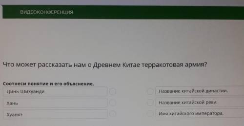 Что может рассказать нам о Древнем Китае терракотовая армия? Соотнеси понятие и его объяснение.Цинь