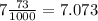 7 \frac{73}{1000} = 7.073