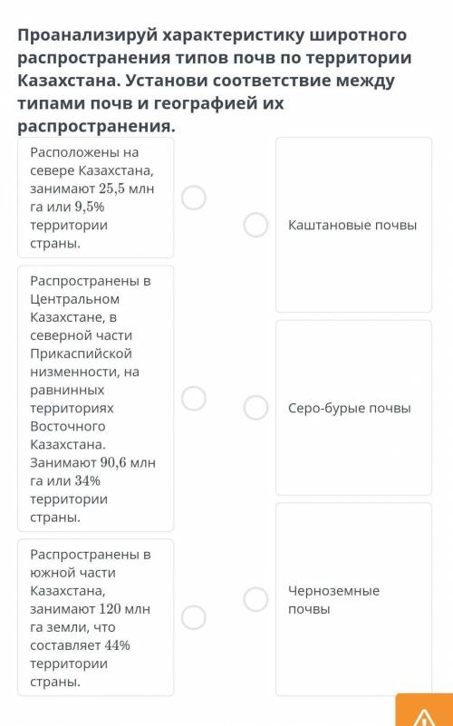 проанализируй характеристику широтного распространения типов почв по территории Казахстана установи