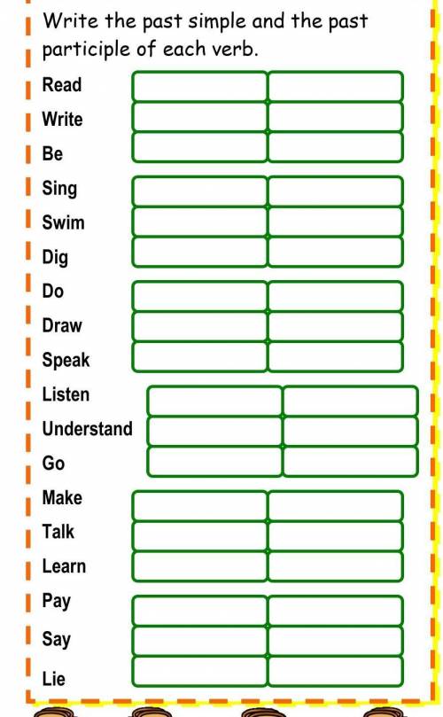 Write the past simple and the past participle of earch verb ​