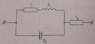 Визначити значення опору Х2, при якому в колі наступає резонанс струмів, якщо r1=5 Ом, х1=5 Ом, r3=1