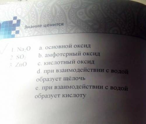 Установите соответствие Na2O SO2 ZnO 1)основной оксид 2)амфотерный оксид 3)кислотный оксид 4)при вза