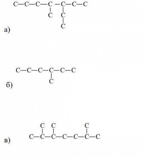 Назовите предельные углеводороды по приведенным ниже скелетам
