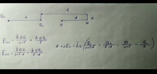 Какую работу необходимо совершить для того, чтобы переместить заряд q в точки A и B в поле двух точе