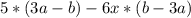 5*(3a-b)-6x*(b-3a)