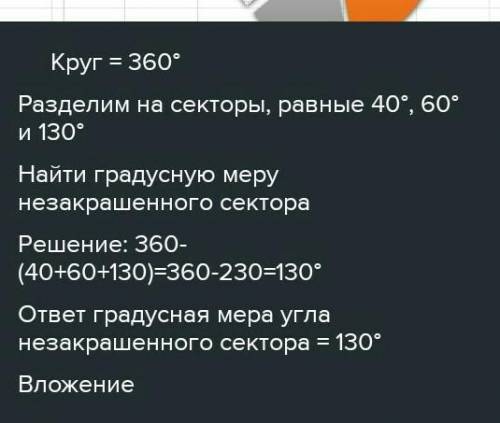 с математикой для сестры Начерти в круге рядом с кругом четыре сектора углы которого равны 50,60,40