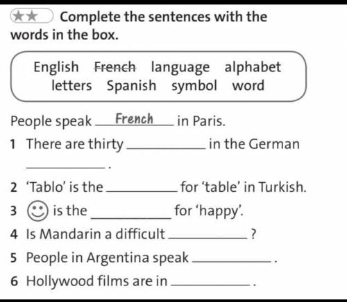 Complete the sentences with the words in the box​