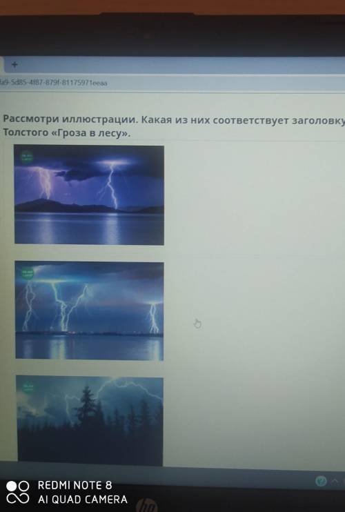 Рассмотри иллюстрации. Какая из них соответствует заголовку рассказал, Толстого «Гроза в лесу».​