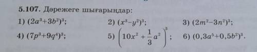 3) (2m2–3n2); 1) (2a8+362)3;4) (7p8+9q4)3;2) (x3-y2);15) 10x2 +35) (10a;