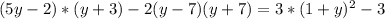 (5y-2)*(y+3)-2(y-7)(y+7)=3*(1+y){}^{2}-3