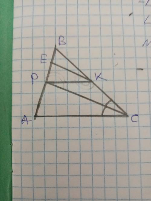Дано: PK || ACPC-биссектриса угла ACKДоказать: CP || KE